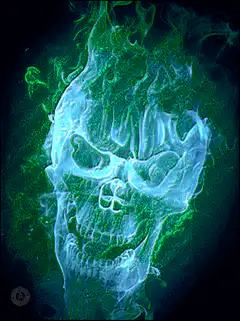 Ghostly skull with green flames