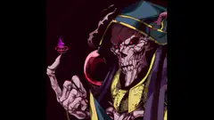 Skeletal wizard with purple magic