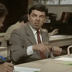 Mr. Bean fails to hide his pen