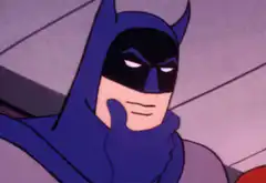 Batman thinking with hand on chin