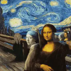 Mona Lisa takes a selfie with Van Gogh and Scream
