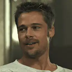Brad Pitt smiling and laughing