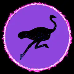 Running ostrich in purple circle