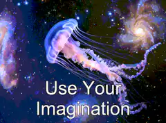 Jellyfish in space with text
