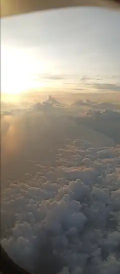 Sunset view from airplane window