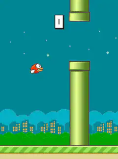 Pixel bird hits pipe game over