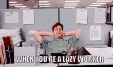 Lazy worker relaxing in office