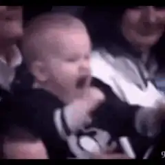 Baby screaming with Bitcoin and fire