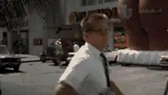Forrest Gump points at phone booth