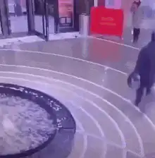 Woman slips and falls into fountain