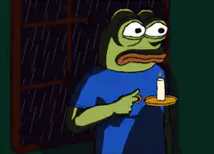 Sad Pepe holding candle window flashes