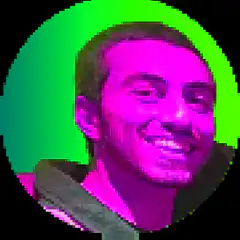 Smiling man with psychedelic color cycling