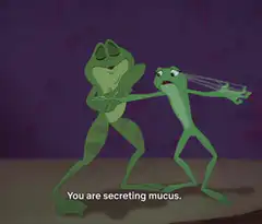 Frog secreting mucus