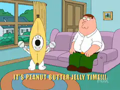 Brian as a banana dancing