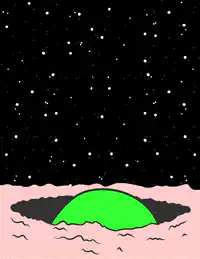 Green alien pops out of hole
