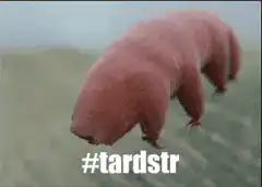 Tardigrade walking with hashtag