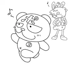 Happy bear and rabbit dancing