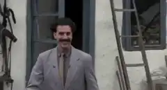 Borat walking outside
