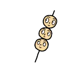 Three cute faces on a stick