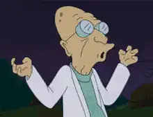 Professor Farnsworth laughing with lightning