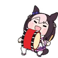 Chibi horse girl playing taiko drum