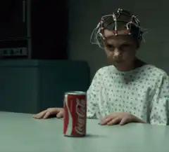 Eleven uses telekinesis on a soda can