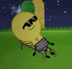 Lightbulb relaxing on a lounge chair at night