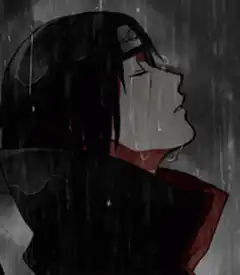 Itachi crying in the rain