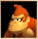 Donkey Kong eating a red object