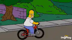 Homer Simpson rides wrong way
