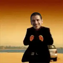 Dancing man with exploding car