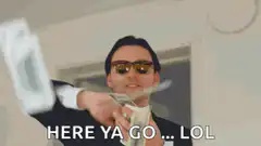 Man throwing money with sunglasses