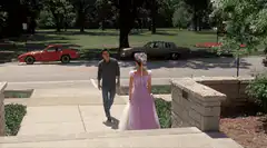 Claire and Peter walking and talking