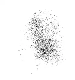 Black particles forming a shape