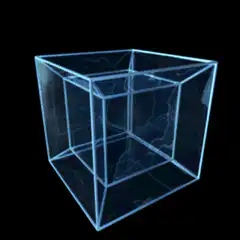 Blue transparent cube rotating