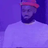 LeBron James sitting and pointing