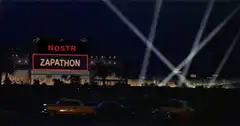Nostr Zapathon billboard at night