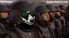Badger soldier in sunglasses