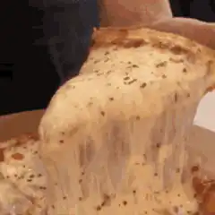 Deep dish pizza cheese pull