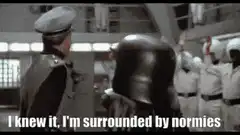 Darth Vader turns around surrounded by normies