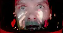 Man with shocked face and light streaks