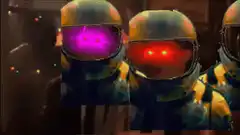 Among Us crewmates with glowing visors