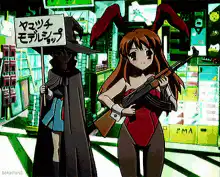 Akane bunny girl with gun