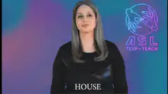 Woman signing ASL word HOUSE