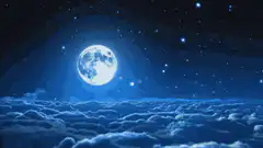 Full moon above clouds at night