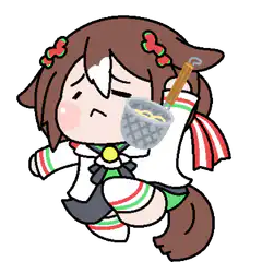 chibi horse girl eating noodles