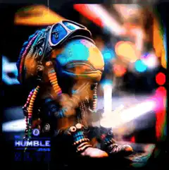 Alien smoking in neon city