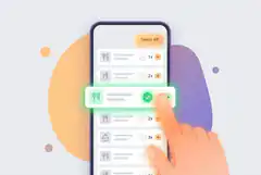 hand selecting food items on phone app