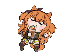Chibi character eating a parfait
