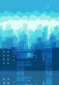 pixel art city night